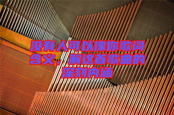 沒有人可以像你歌詞含義，解這首歌曲的深刻內(nèi)涵