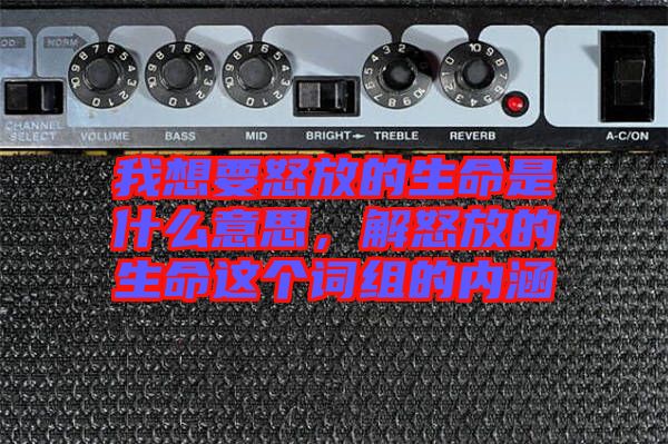 我想要怒放的生命是什么意思，解怒放的生命這個(gè)詞組的內(nèi)涵