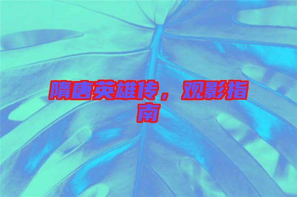隋唐英雄傳，觀影指南