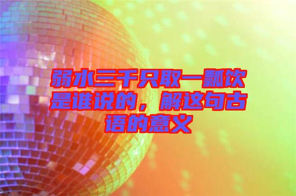 弱水三千只取一瓢飲是誰說的，解這句古語的意義