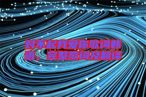 對不起我愛你歌詞韓語，完整歌詞及翻譯