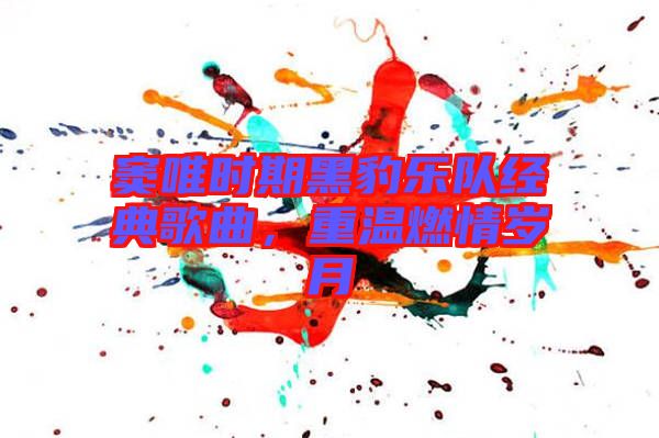 竇唯時期黑豹樂隊經(jīng)典歌曲，重溫燃情歲月