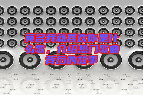 莫名我就喜歡你是什么歌，介紹熱門歌曲背后的故事