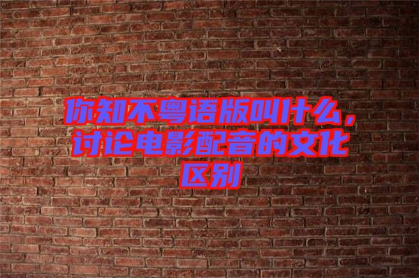 你知不粵語(yǔ)版叫什么，討論電影配音的文化區(qū)別