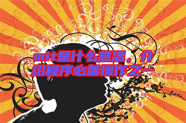 mit是什么意思，介紹程序必備操作之一