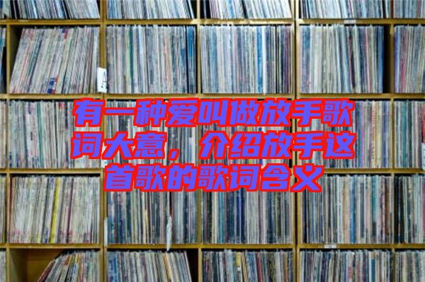 有一種愛(ài)叫做放手歌詞大意，介紹放手這首歌的歌詞含義