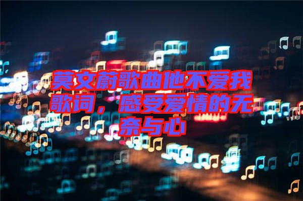 莫文蔚歌曲他不愛我歌詞，感受愛情的無奈與心