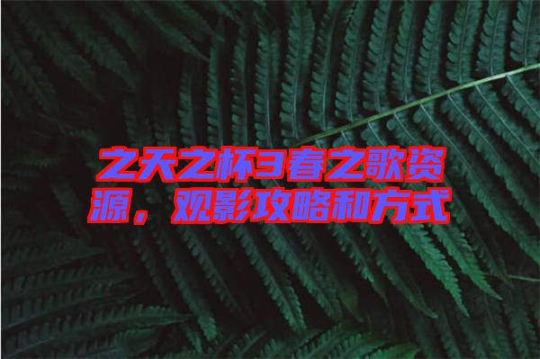 之天之杯3春之歌資源，觀影攻略和方式