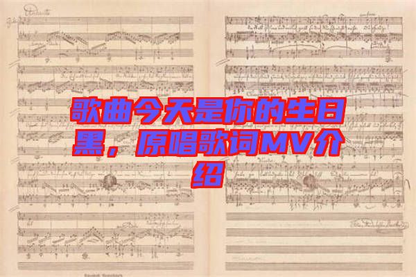 歌曲今天是你的生日黑，原唱歌詞MV介紹