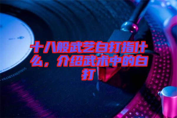 十八般武藝白打指什么，介紹武術(shù)中的白打