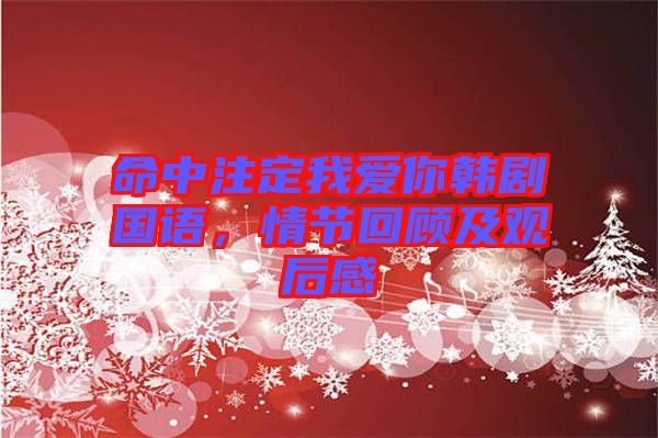 命中注定我愛你韓劇國語，情節(jié)回顧及觀后感