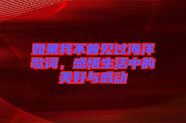 如果我不曾見過海洋歌詞，感悟生活中的美好與感動