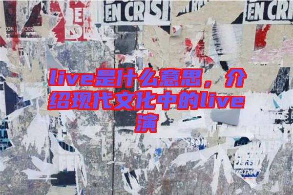 live是什么意思，介紹現(xiàn)代文化中的live演