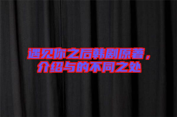 遇見你之后韓劇原著，介紹與的不同之處