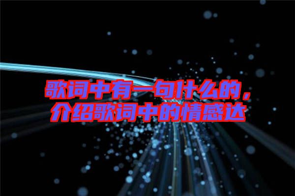 歌詞中有一句什么的，介紹歌詞中的情感達