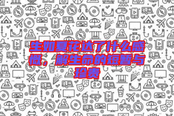 生如夏花達(dá)了什么感慨，解生命的短暫與珍貴