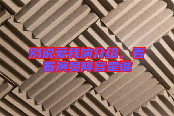 別說愛我演介紹，看看演員陣容是誰