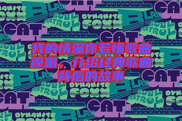 我的情深你若懂歌曲原唱，介紹經(jīng)典歌曲背后的故事