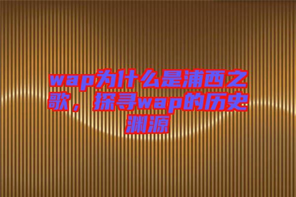 wap為什么是浦西之歌，探尋wap的歷史淵源