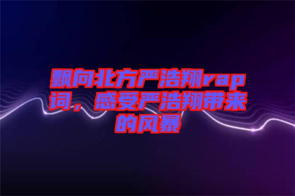 飄向北方嚴(yán)浩翔rap詞，感受嚴(yán)浩翔帶來的風(fēng)暴