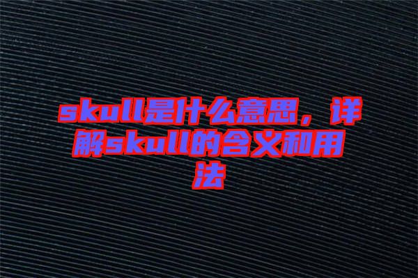 skull是什么意思，詳解skull的含義和用法