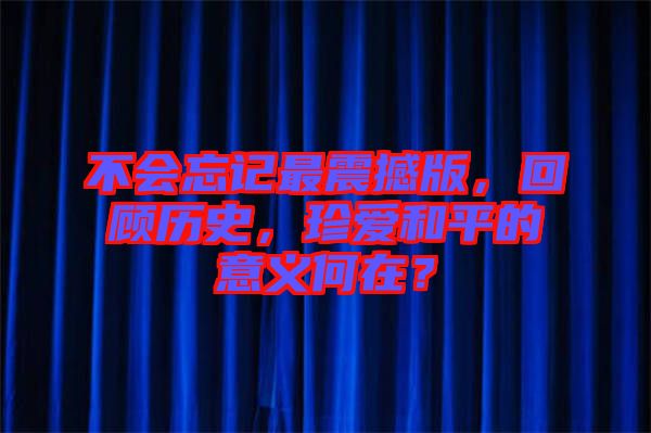 不會忘記最震撼版，回顧歷史，珍愛和平的意義何在？