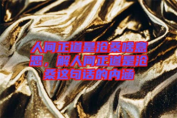 人間正道是滄桑啥意思，解人間正道是滄桑這句話的內(nèi)涵