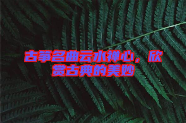 古箏名曲云水禪心，欣賞古典的美妙