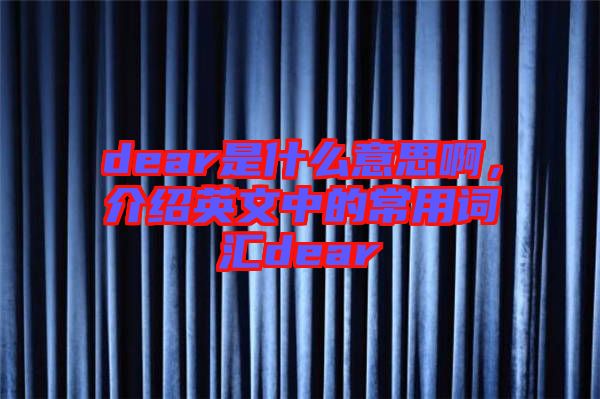 dear是什么意思啊，介紹英文中的常用詞匯dear