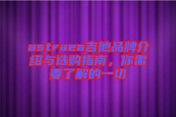 astraea吉他品牌介紹與選購指南，你需要了解的一切