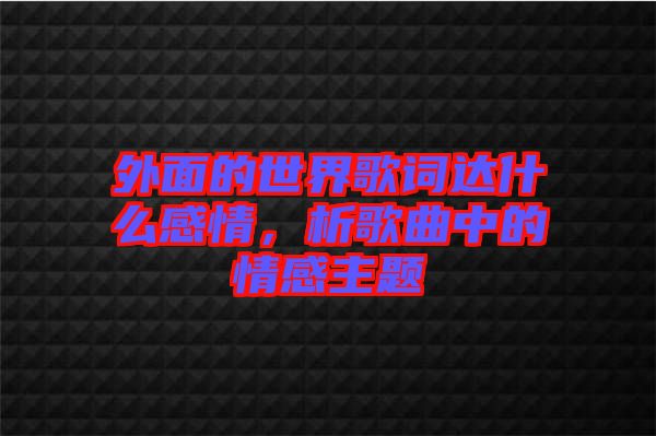 外面的世界歌詞達(dá)什么感情，析歌曲中的情感主題