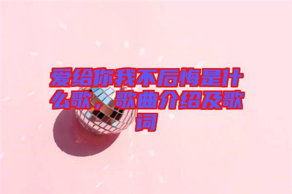 愛給你我不后悔是什么歌，歌曲介紹及歌詞
