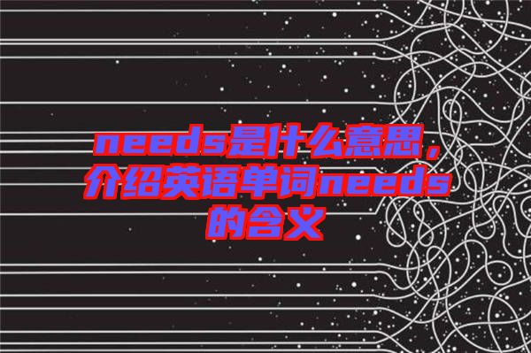 needs是什么意思，介紹英語單詞needs的含義