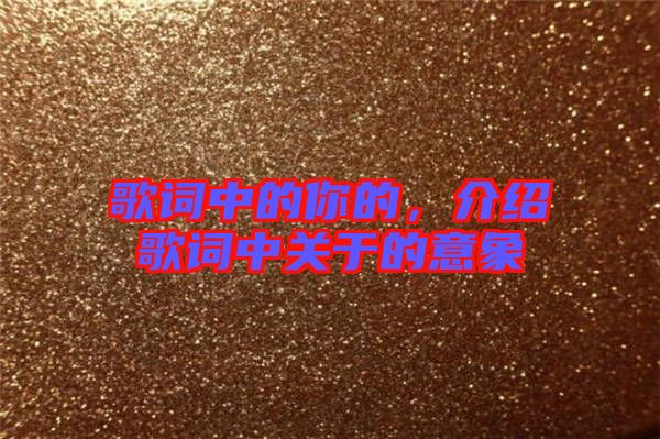 歌詞中的你的，介紹歌詞中關于的意象
