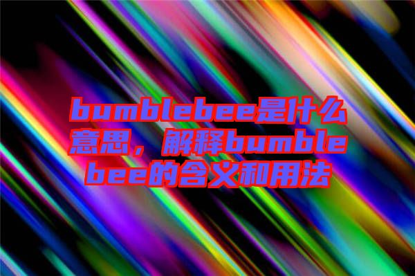 bumblebee是什么意思，解釋bumblebee的含義和用法