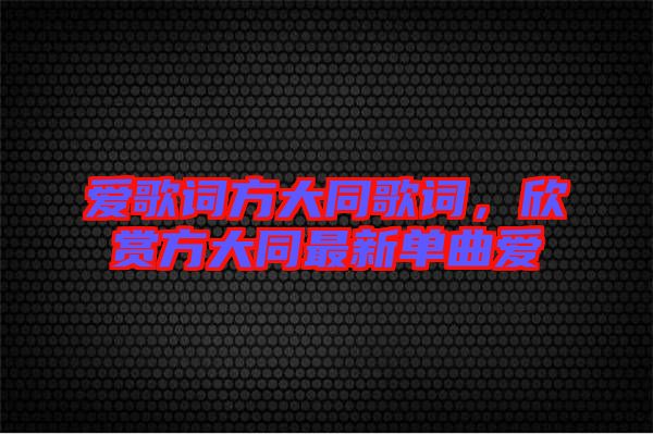 愛歌詞方大同歌詞，欣賞方大同最新單曲愛