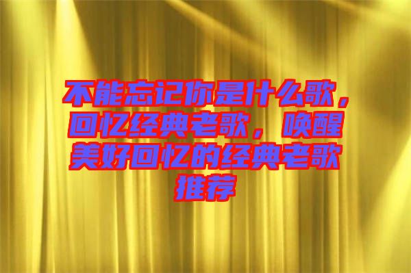 不能忘記你是什么歌，回憶經(jīng)典老歌，喚醒美好回憶的經(jīng)典老歌推薦