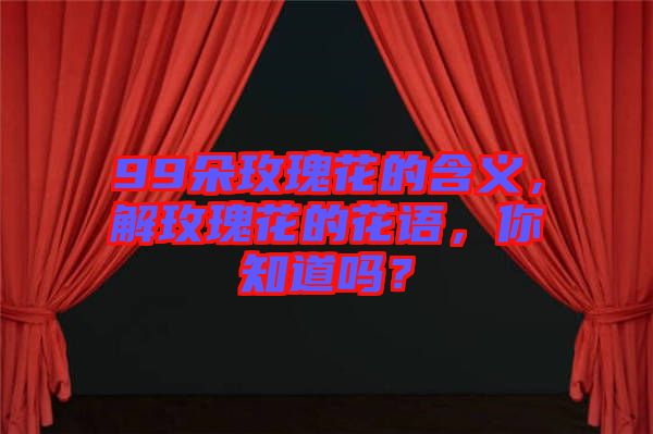 99朵玫瑰花的含義，解玫瑰花的花語，你知道嗎？