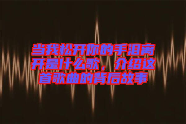 當我松開你的手淚離開是什么歌，介紹這首歌曲的背后故事