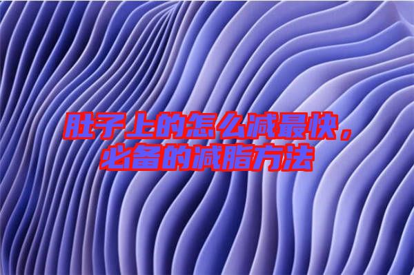 肚子上的怎么減最快，必備的減脂方法