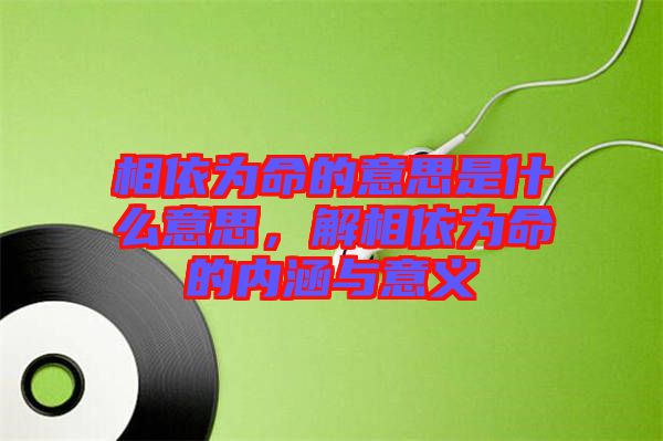 相依為命的意思是什么意思，解相依為命的內(nèi)涵與意義