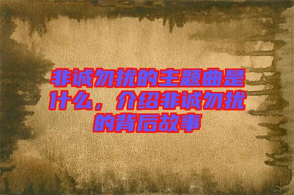 非誠(chéng)勿擾的主題曲是什么，介紹非誠(chéng)勿擾的背后故事