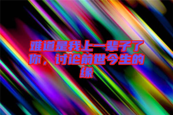 難道是我上一輩子了你，討論前世今生的緣