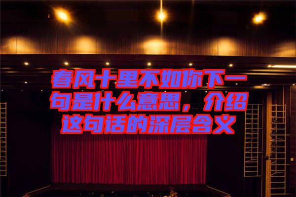 春風十里不如你下一句是什么意思，介紹這句話的深層含義