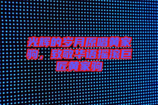 光輝的歲月原唱黃家駒，致敬華語搖滾巨匠黃家駒