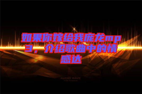 如果你嫁給我龐龍mp3，介紹歌曲中的情感達(dá)
