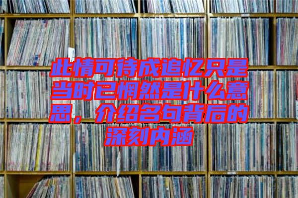 此情可待成追憶只是當(dāng)時(shí)已惘然是什么意思，介紹名句背后的深刻內(nèi)涵