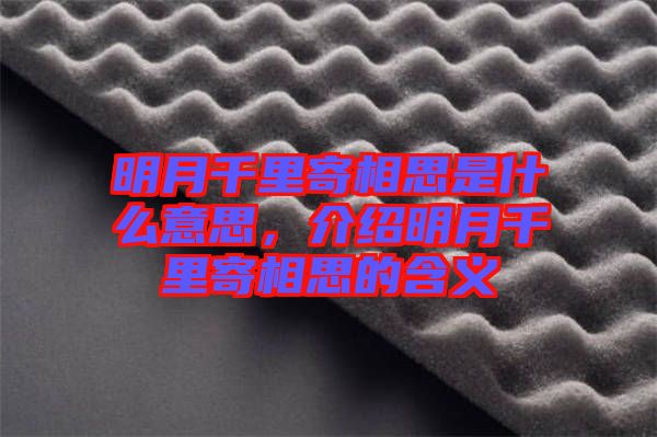 明月千里寄相思是什么意思，介紹明月千里寄相思的含義