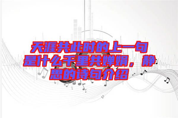 天涯共此時(shí)的上一句是什么千里共嬋娟，靜思的詩句介紹