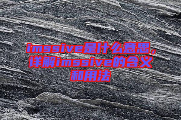 imssive是什么意思，詳解imssive的含義和用法